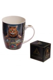 Kubek ceramiczny, kot tarocista