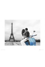 Zakochany Pary Paris scooter - plakat premium 80x60 cm