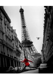 Pary Wiea Eiffla Dziewczyna w Czerwonym Paszczu - plakat