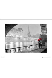 Paris Red Umbrella - plakat premium 50x40 cm