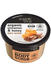 Organic Shop Organic Cinnamon & Honey Body Scrub peeling do ciaa na bazie ekstraktu z cynamonu, organicznego miodu i naturalnego cukru 250 ml