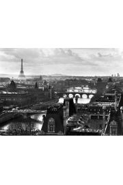 Pary Panorama - Sekwana i Wiea Eiffla - plakat 91,5x61 cm