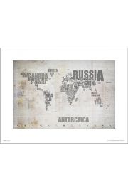 Mapa wiata Rustic - plakat premium 50x40 cm