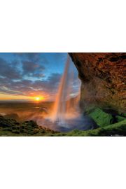 Islandia - Wodospad o Zachodzie Soca Tom Mackie - plakat 91,5x61 cm