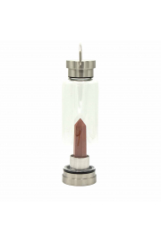 Szklana butelka na wod z obeliskiem z czerwonego jaspisu