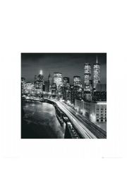 Nowy Jork Noc - plakat premium 40x40 cm