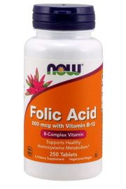 Now Foods Kwas foliowy Folic Acid 800 mcg Suplement diety 250 kaps.