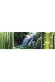 Chiny - Las Bambusowy i Wodospad - Tryptyk - plakat 91,5x30,5 cm