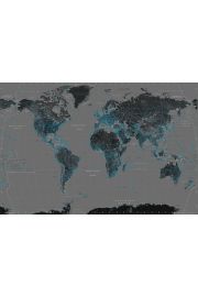 Mapa wiata Czarno Niebieska - plakat 91,5x61 cm