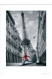 Pary girl skipping - plakat premium 60x80 cm