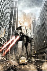 Gwiezdne Wojny Star Wars at-at na Manhattanie - Nowy Jork - plakat