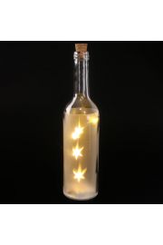 Ozdobna biaa butelka ze wiatami LED