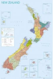 Nowa Zelandia Mapa - plakat 61x91,5 cm