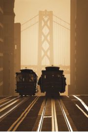 San Francisco Stare Tramwaje na tle Golden Gate - plakat 61x91,5 cm
