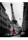 Pary Wiea Eiffla Dziewczyna w Czerwonym Paszczu - plakat