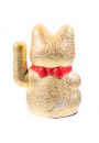 Maneki Neko Waving Cat, Eyes Open 17cm