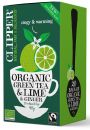 Clipper Herbata zielona z limonk i imbirem fair trade 20 x 2 g Bio