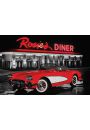 Nowy Jork Rosie's Diner - Red Car - plakat 91,5x61 cm