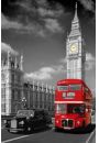Londyn Piccadilly Circus - Czerwony Autobus i Taxi - plakat