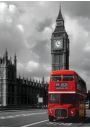 Londyn, Anglia - Czerwony Autobus i Big Ben - plakat