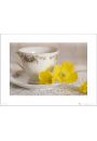 Vintage Tea Cup Yellow Flowers - plakat premium 40x30 cm