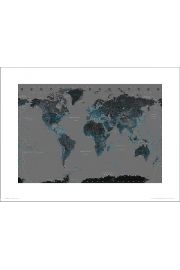 Mapa wiata Black Blue - plakat premium 40x30 cm