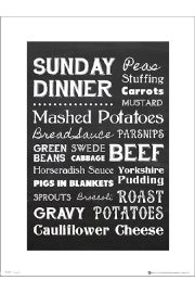 Sunday Dinner Typographic - plakat premium 40x50 cm