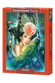 Puzzle 1000 elementw Lady with a Peacock bpz Castorland