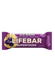 Lifefood Baton z acai i bananem raw bezglutenowy 47 g Bio