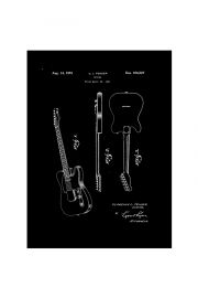 Patent Fender Gitara Elektryczna Telecaster Projekt 1951 - retro plakat 29,7x42 cm