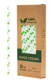 Biodegradowalni Naturalne papierowe somki do napojw Zielone jabko 19,7 x 0,6 cm 50 szt.