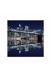 New York Brooklyn Bridge night - plakat premium 40x40 cm