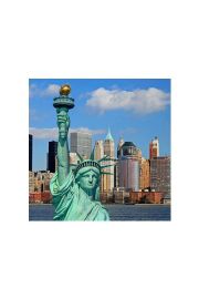 Nowy Jork - Statua Wolnoci Manhattan Skyline - plakat premium 40x40 cm