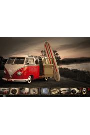 Volkswagen Camper Deski Surfingowe - plakat 91,5x61 cm