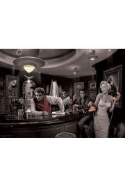 Marylin Monroe, James Dean, Elvis Presley w Barze by Chris Consani - plakat 140x100 cm