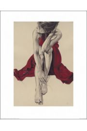Kobieta w czerwonej sukni - plakat premium 40x50 cm