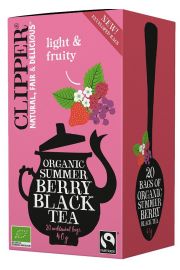 Clipper Herbata czarna z czarn porzeczk malin i truskawk fair trade 20 x 2 g Bio