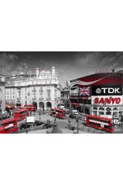 Londyn Piccadilly Circus - Czerwone Autobusy - plakat 91,5x61 cm