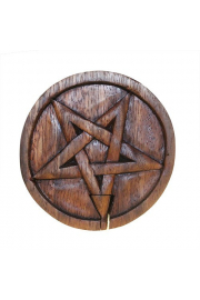 Pudeko drewniane z pentagramem, okrge