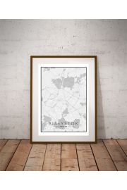 Biaystok, Polska mapa czarno biaa - plakat 59,4x84,1 cm