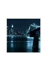 Nowy Jork. Manhattan, Brooklyn Bridge noc - plakat premium 40x40 cm