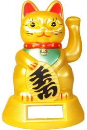 Maneki Neko, Zoty Chiski Kot Przynoszcy Szczcie na bateri soneczn