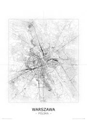 Warszawa - Czarno-biaa mapa 40x50 cm