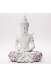 Figurka Tajskiego Buddy z kremowym poyskiem - Diamentowa Medytacja
