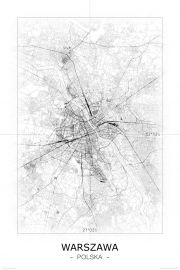 Warszawa - Czarno-biaa mapa 61x91,5 cm