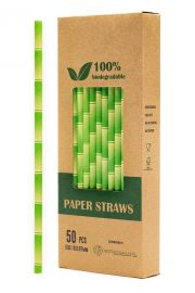 Biodegradowalni Naturalne papierowe somki do napojw Zielony bambus 19,7 x 0,6 cm 50 szt.