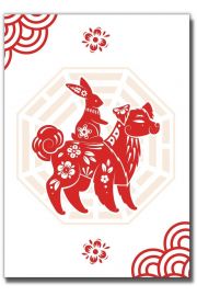 Pocztówka z wizerunkiem Psa i Królika - remedium feng shui na 2023 Rok Wodnego Królika