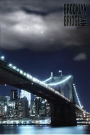 Nowy Jork Brooklyn Bridge Noc - plakat 61x91,5 cm