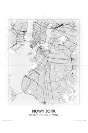 Nowy Jork - Czarno-biaa mapa 40x50 cm