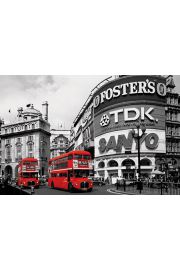 Londyn Piccadilly Circus Czerwone Autobusy - plakat 91,5x61 cm
